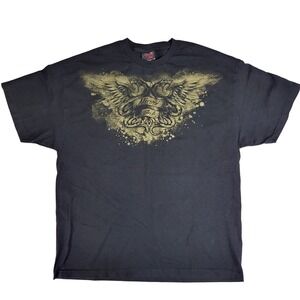 Miami Ink Y2K T Shirt Graphic Tee Double Eagle Roses Snakes Black 2XL
